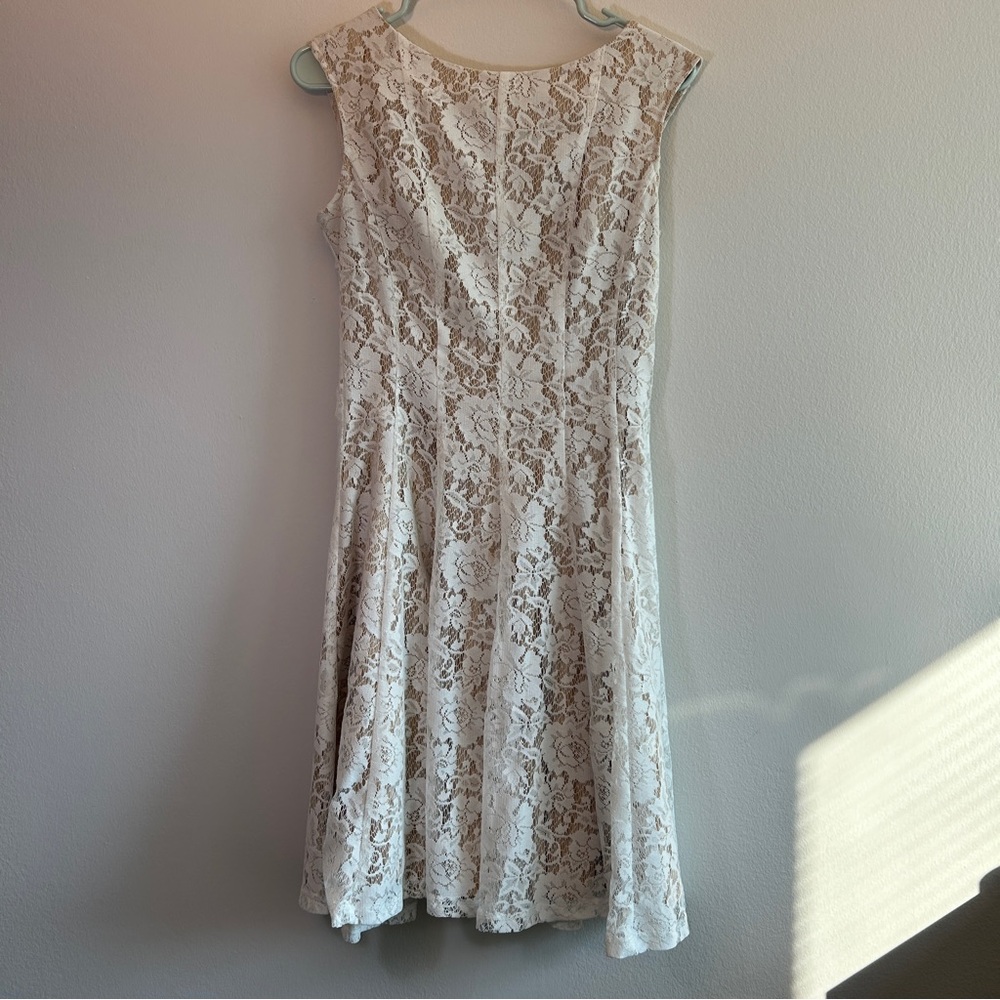 Elegant Cottagecore Lace Sheath Fit & Flare Midi Dress Size 8